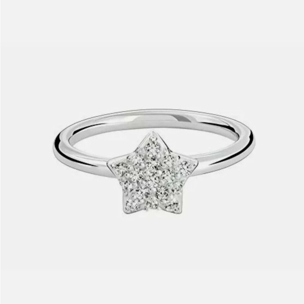 Chamilia Authentic Brilliant Star Sterling Silver Ring with White Swarovski NEW